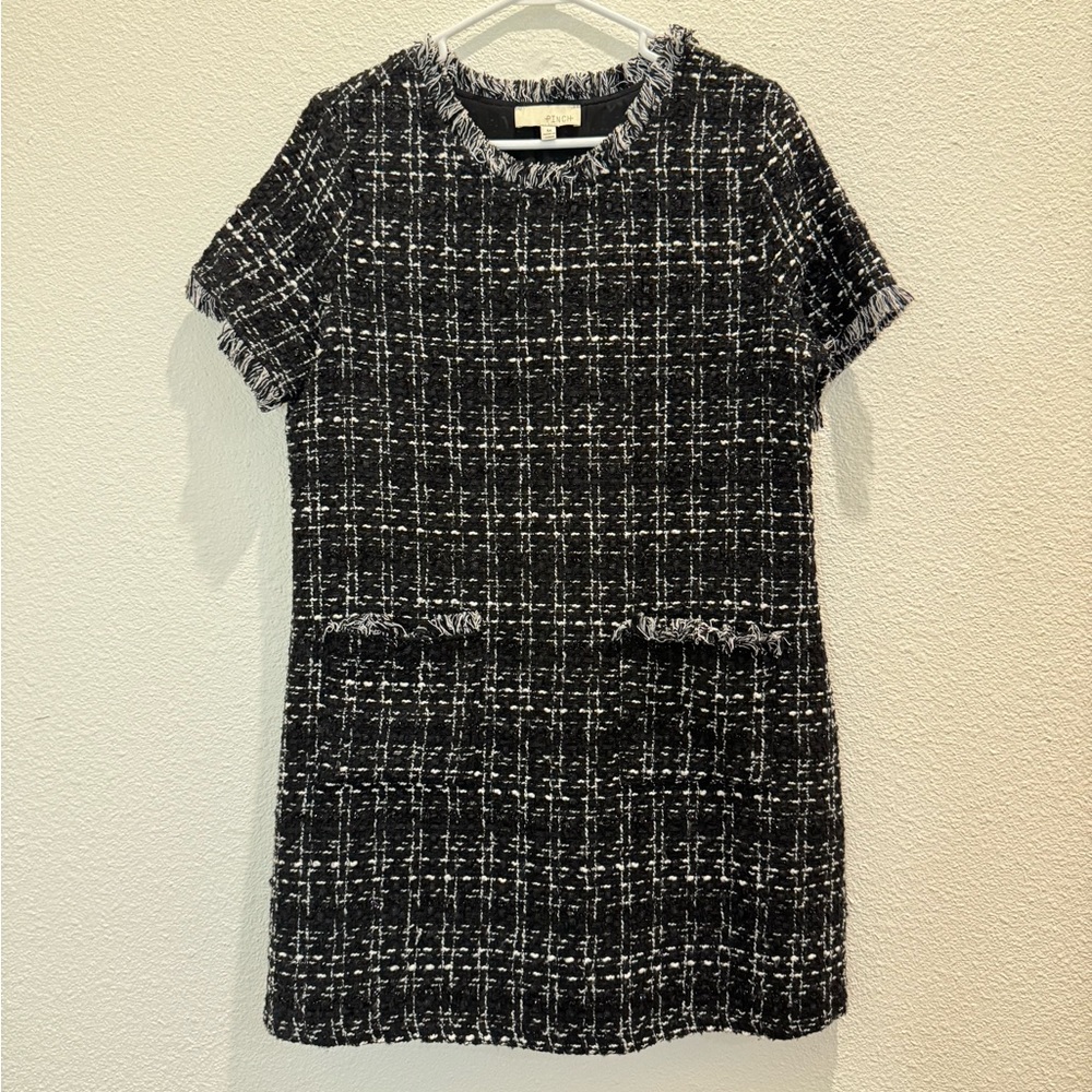Boutique Elegant Black and White Tweed MATERNITY Dress